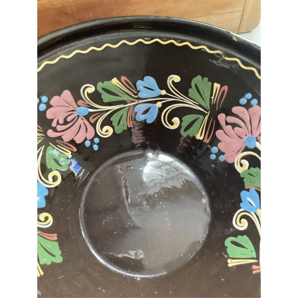Hungarian Traditional Folk Handpainted Bowl Wall Hanging 11”